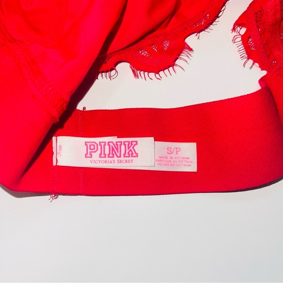 PINK Victoria’s Secret Red Lace Racerback Triangle Bralette Small Women’s - Picture 7 of 9